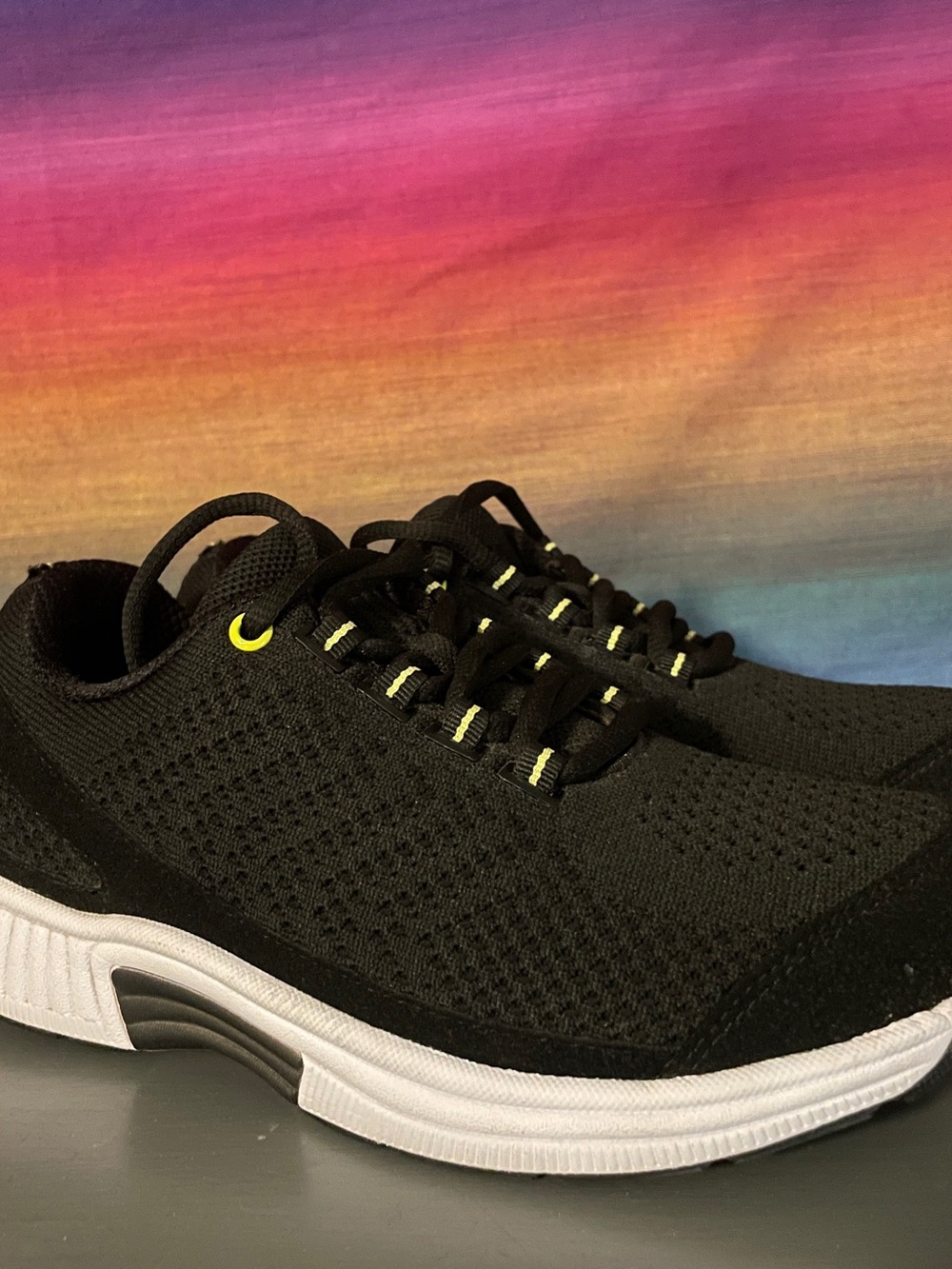 Orthofeet Coral Black Knit Walking Shoes Orthopedic Arch Support Women 5.5